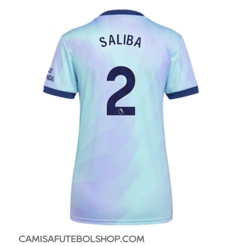 Camisa de time de futebol Arsenal William Saliba #2 Replicas 3º Equipamento Feminina 2024-25 Manga Curta